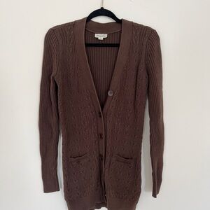St. John's Bay Chocolate Brown Knit Cardigan Medium Earth Tone 100% Cotton